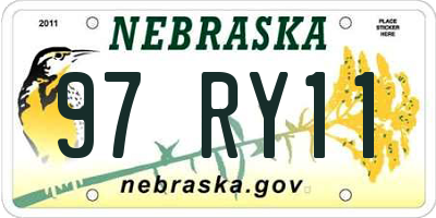 NE license plate 97RY11