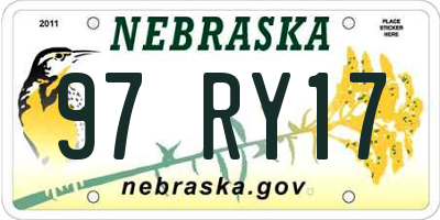 NE license plate 97RY17