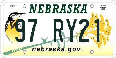 NE license plate 97RY21