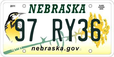 NE license plate 97RY36