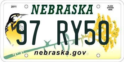 NE license plate 97RY50