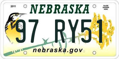 NE license plate 97RY51
