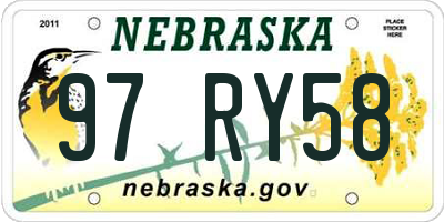 NE license plate 97RY58