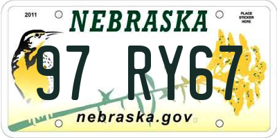 NE license plate 97RY67
