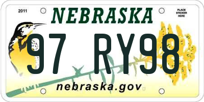 NE license plate 97RY98