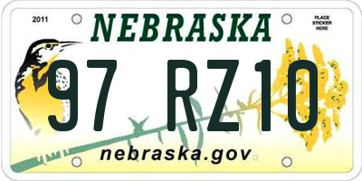 NE license plate 97RZ10