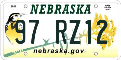 NE license plate 97RZ12
