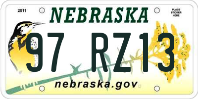 NE license plate 97RZ13