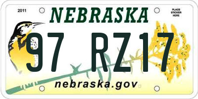 NE license plate 97RZ17