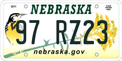 NE license plate 97RZ23