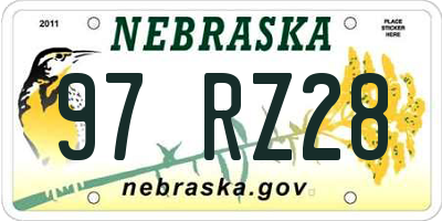 NE license plate 97RZ28