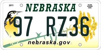 NE license plate 97RZ36