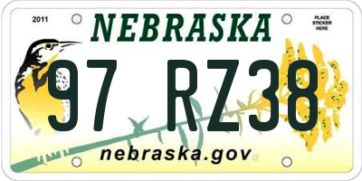 NE license plate 97RZ38