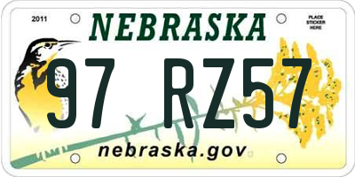 NE license plate 97RZ57