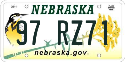 NE license plate 97RZ71