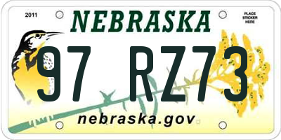 NE license plate 97RZ73