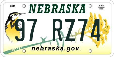 NE license plate 97RZ74