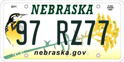 NE license plate 97RZ77