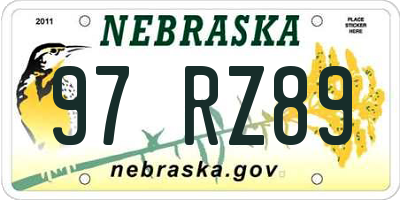NE license plate 97RZ89