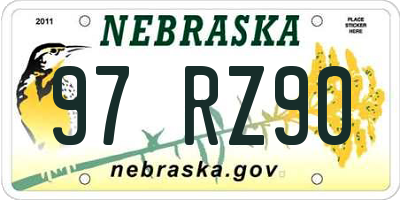 NE license plate 97RZ90