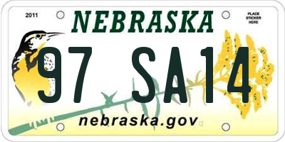 NE license plate 97SA14