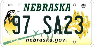 NE license plate 97SA23