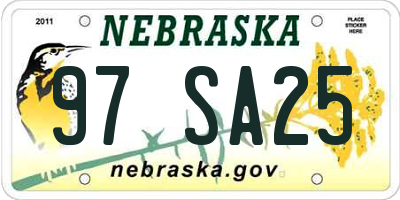 NE license plate 97SA25