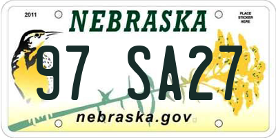 NE license plate 97SA27