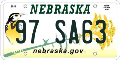 NE license plate 97SA63