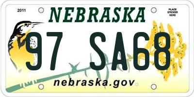 NE license plate 97SA68