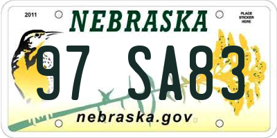 NE license plate 97SA83