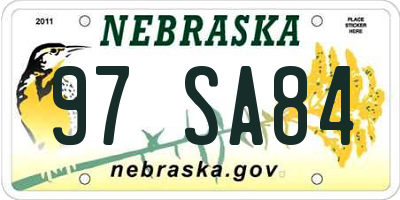 NE license plate 97SA84