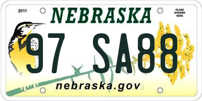NE license plate 97SA88