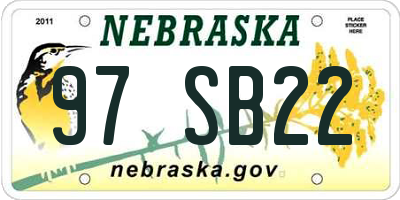 NE license plate 97SB22