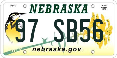 NE license plate 97SB56