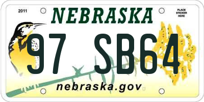 NE license plate 97SB64