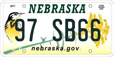 NE license plate 97SB66