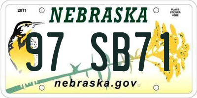 NE license plate 97SB71