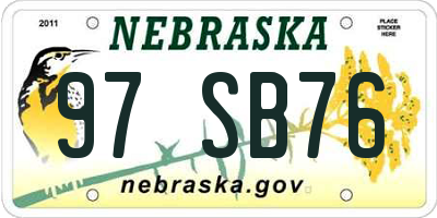 NE license plate 97SB76