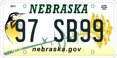NE license plate 97SB99