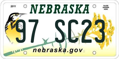 NE license plate 97SC23
