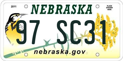 NE license plate 97SC31