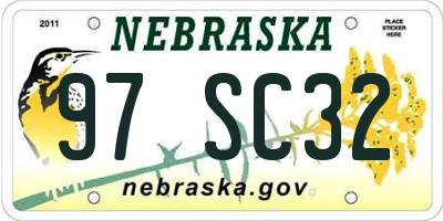NE license plate 97SC32