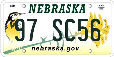 NE license plate 97SC56