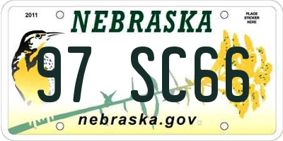 NE license plate 97SC66