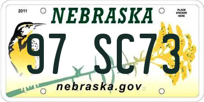 NE license plate 97SC73