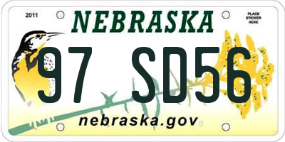 NE license plate 97SD56