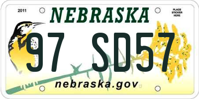 NE license plate 97SD57
