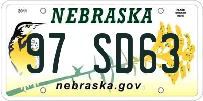 NE license plate 97SD63