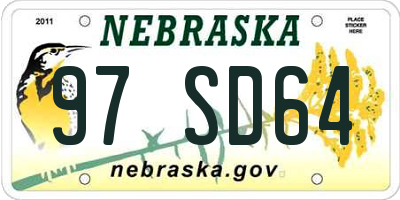 NE license plate 97SD64